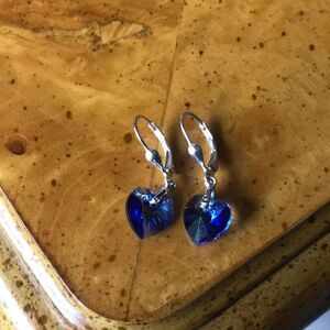 Swarovski Crystal Sterling Silver Heart Earrings